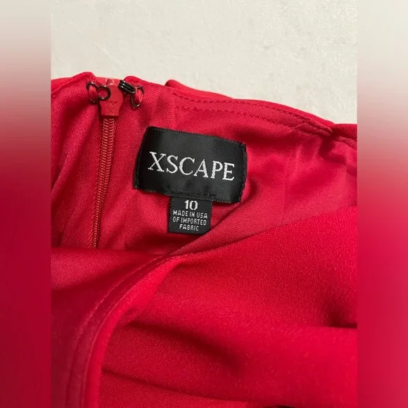 NWT Xscape Ruched Slit Evening Dress Gown in Red Size 10